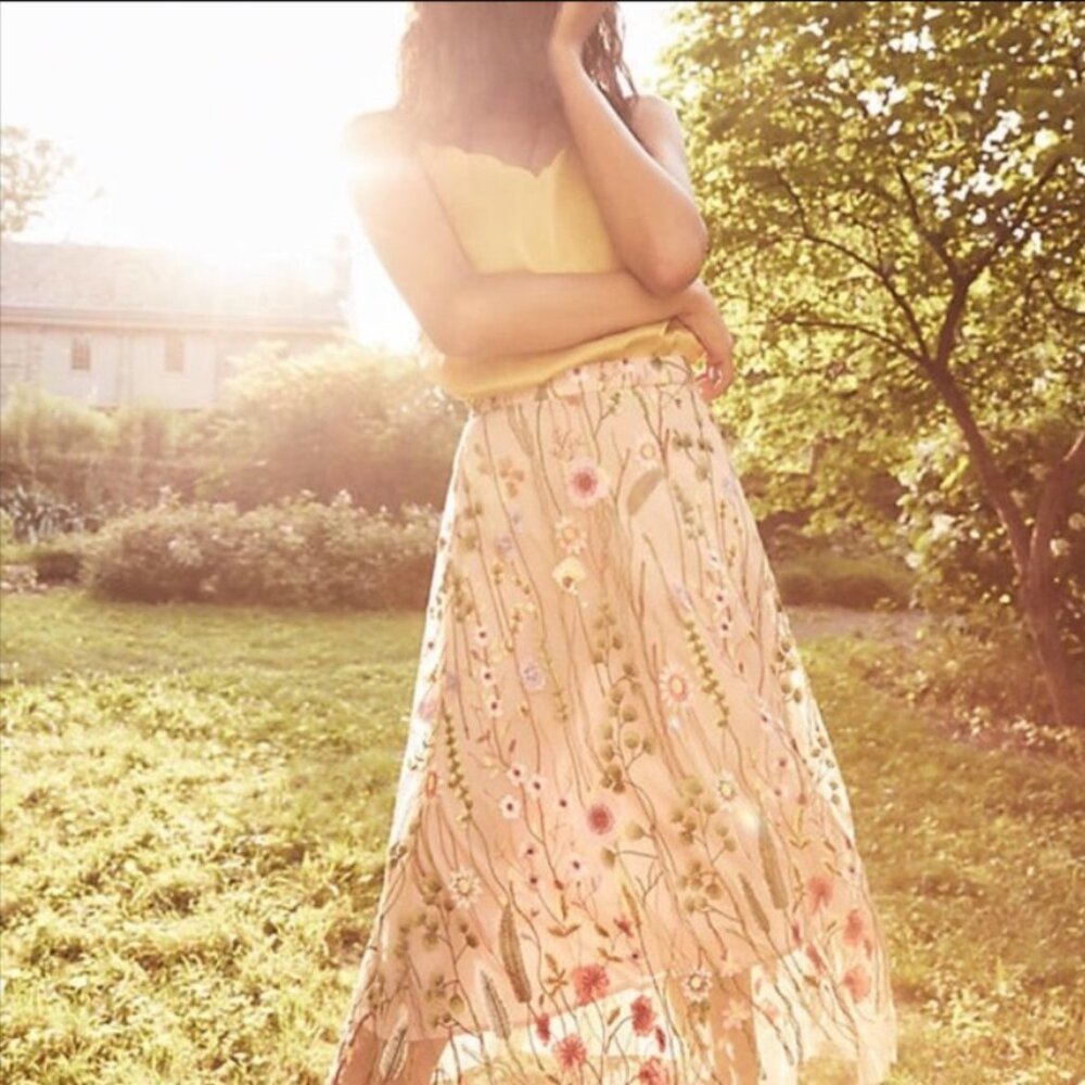 Eva Franco Waverly Garden Skirt 10 Organza Floral Romantic Cottagecore Fairy - Picture 9 of 11